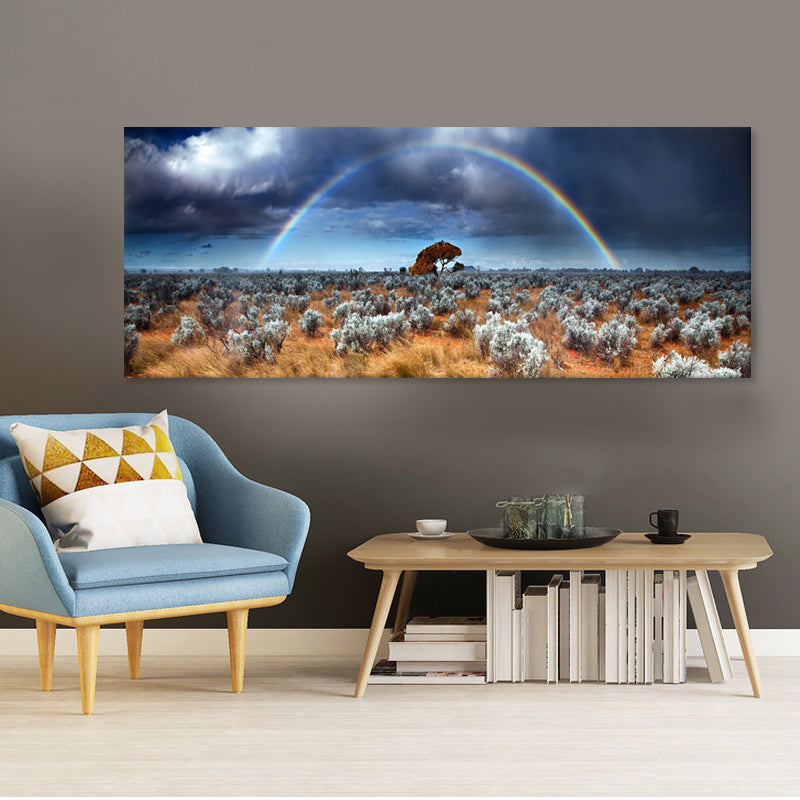 Outback Rainbow Over Native Bushland - Canvas Print - 80x200cm - JP486