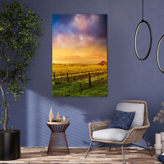 Golden Vineyard Sunset - Canvas Print - 80x120cm - JP490