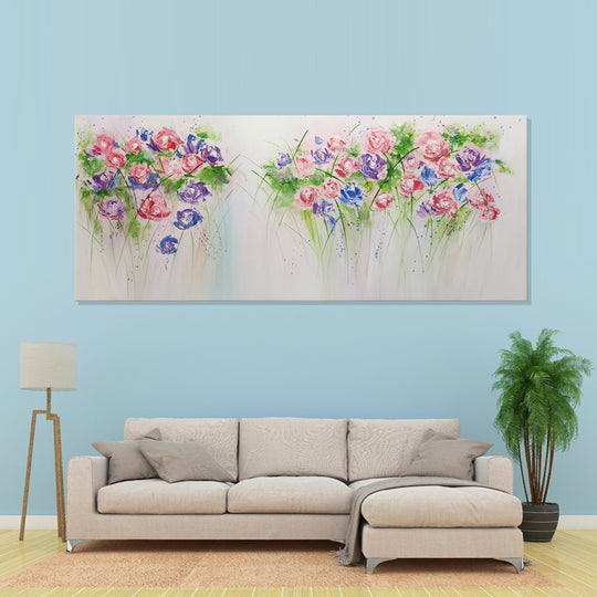 Fading Blooms: A Soft Floral Reverie - Hand Painted Art Size 70x170cm