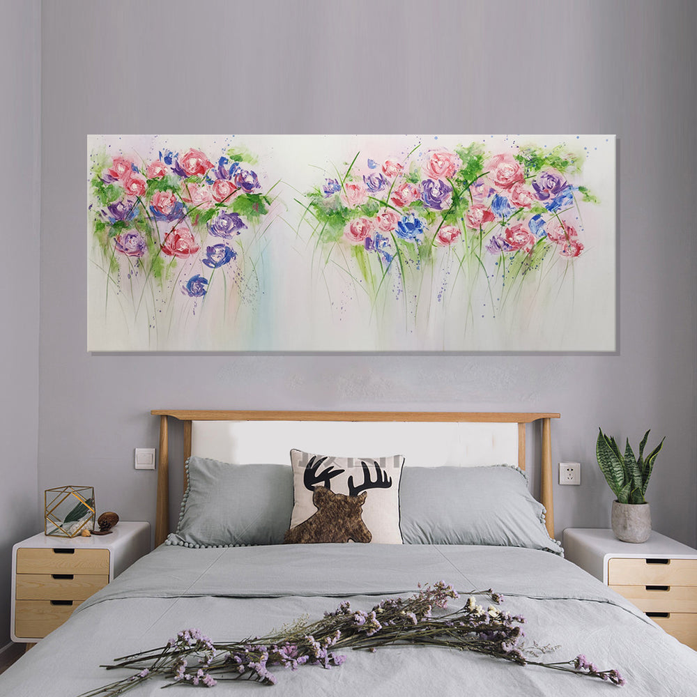 Fading Blooms: A Soft Floral Reverie - Hand Painted Art Size 70x170cm