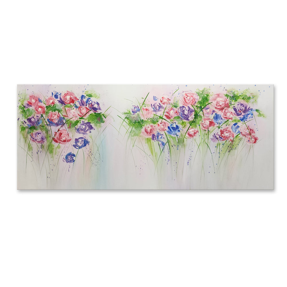 Fading Blooms: A Soft Floral Reverie - Hand Painted Art Size 70x170cm