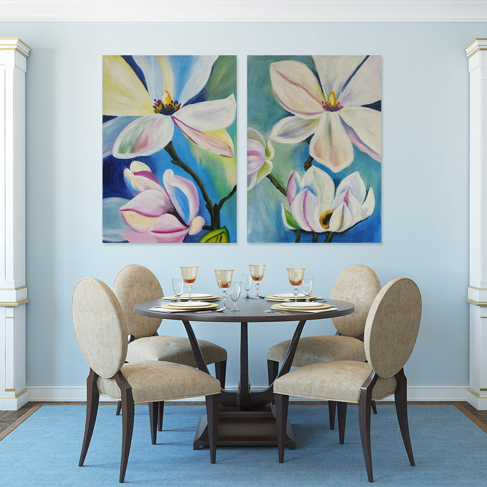 Magnolia Bliss – Diptych - Hand Painted Art - Set of 2 x 60x80cm -  MTO-2591