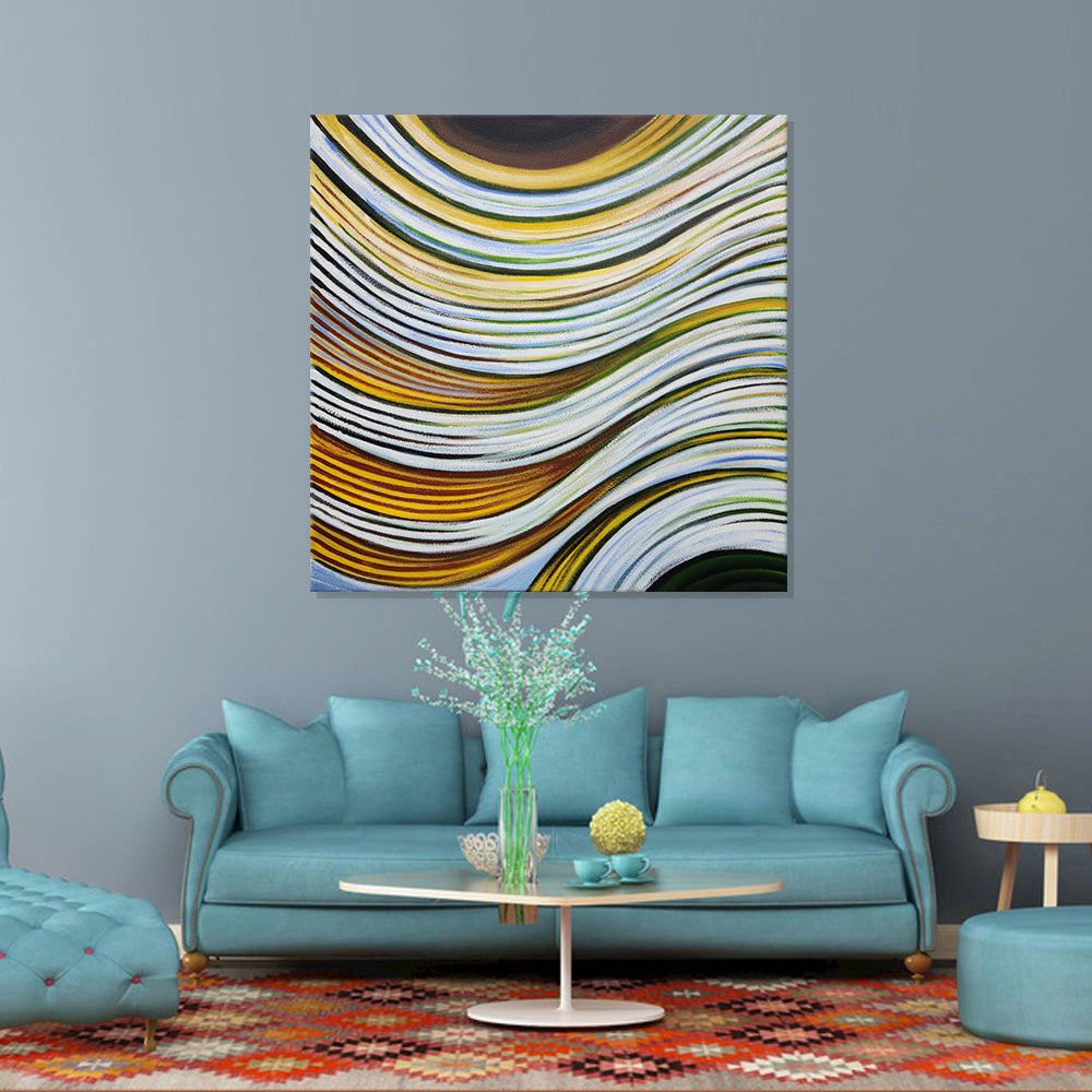 Waves of Yellow - Hand Painted Art Size 90x90cm