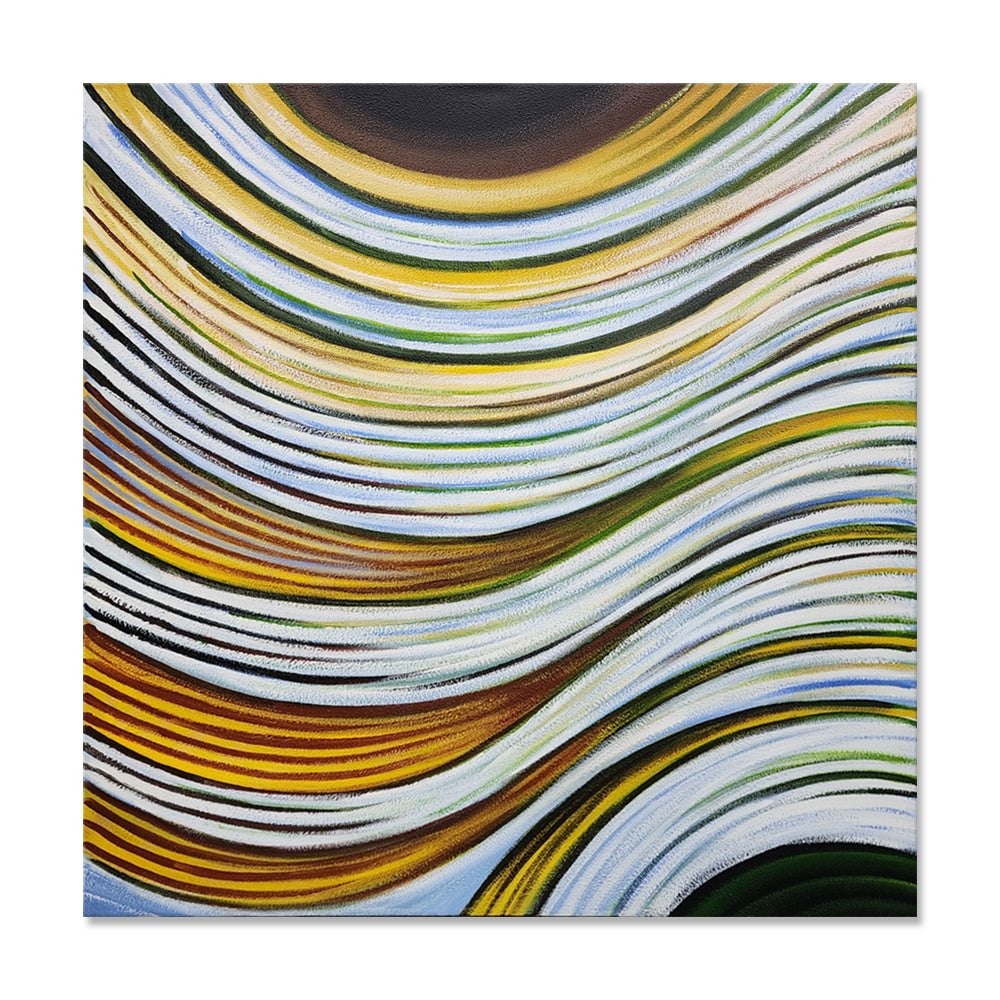 Waves of Yellow - Hand Painted Art Size 90x90cm