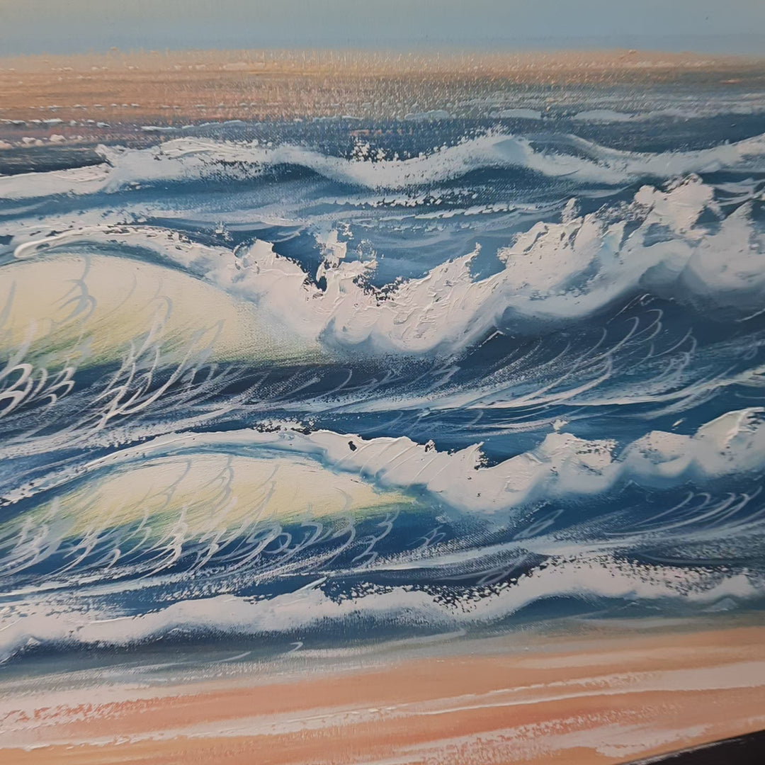 Shimmering Beach - Divine Depiction of a Serene Coastal Shore, with Stunning Texturally Painted Details, Size 80x150cm