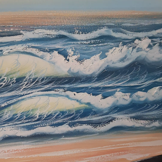 Shimmering Beach - Divine Depiction of a Serene Coastal Shore, with Stunning Texturally Painted Details, Size 80x150cm
