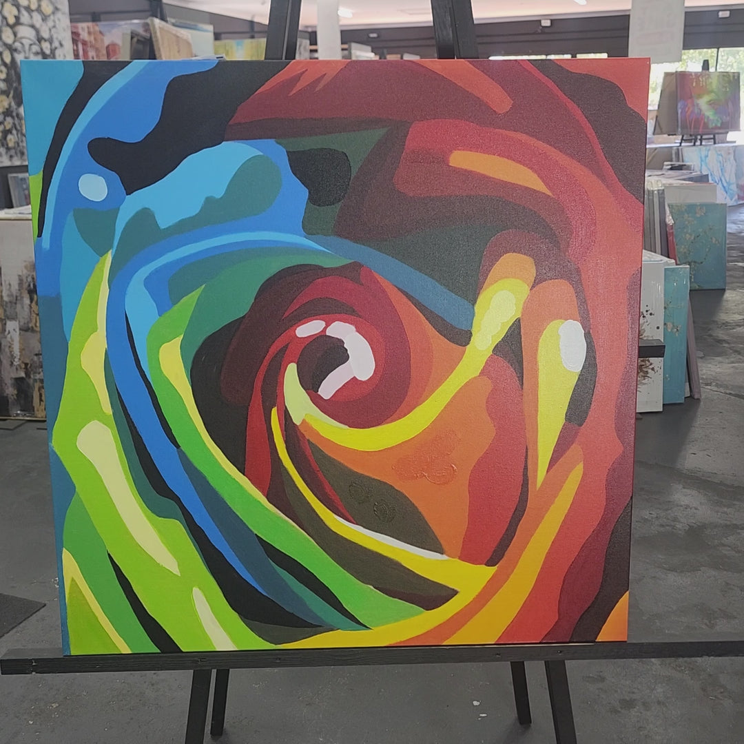 Floral Vortex - Hand Painted Art - 90x90cm - MTO-289