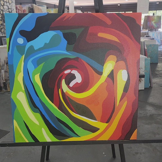 Floral Vortex - Hand Painted Art - 90x90cm - MTO-289