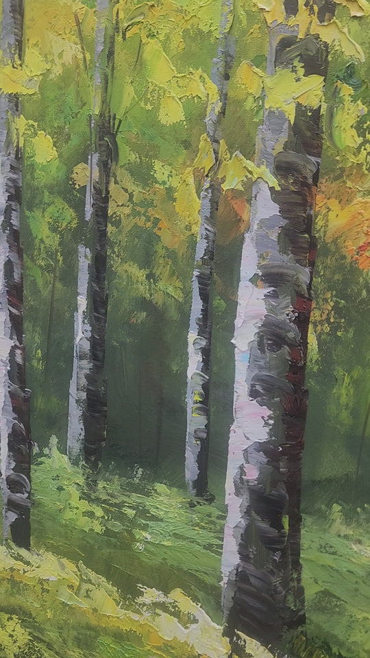 One Green Trail - Mesmerizing, stylized Forest Pathway Oil Painting 100x180cm