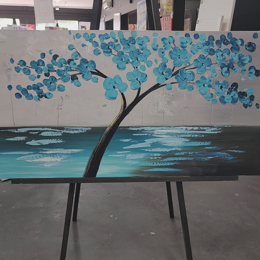 Blossoms Over Water - Hand Painted Art Size 70x180cm