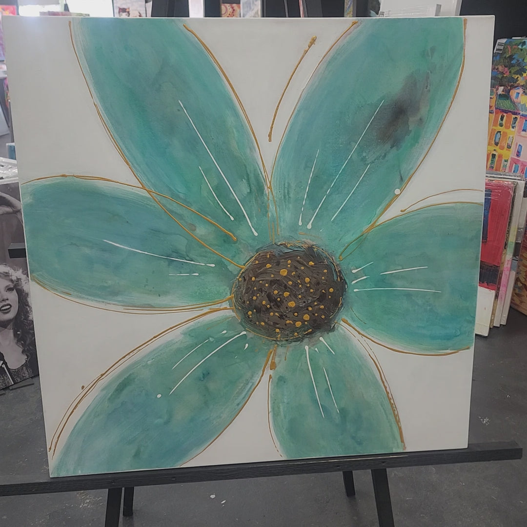 Blooming Tranquility - Hand Painted Art - 90x90cm -  MTO-374