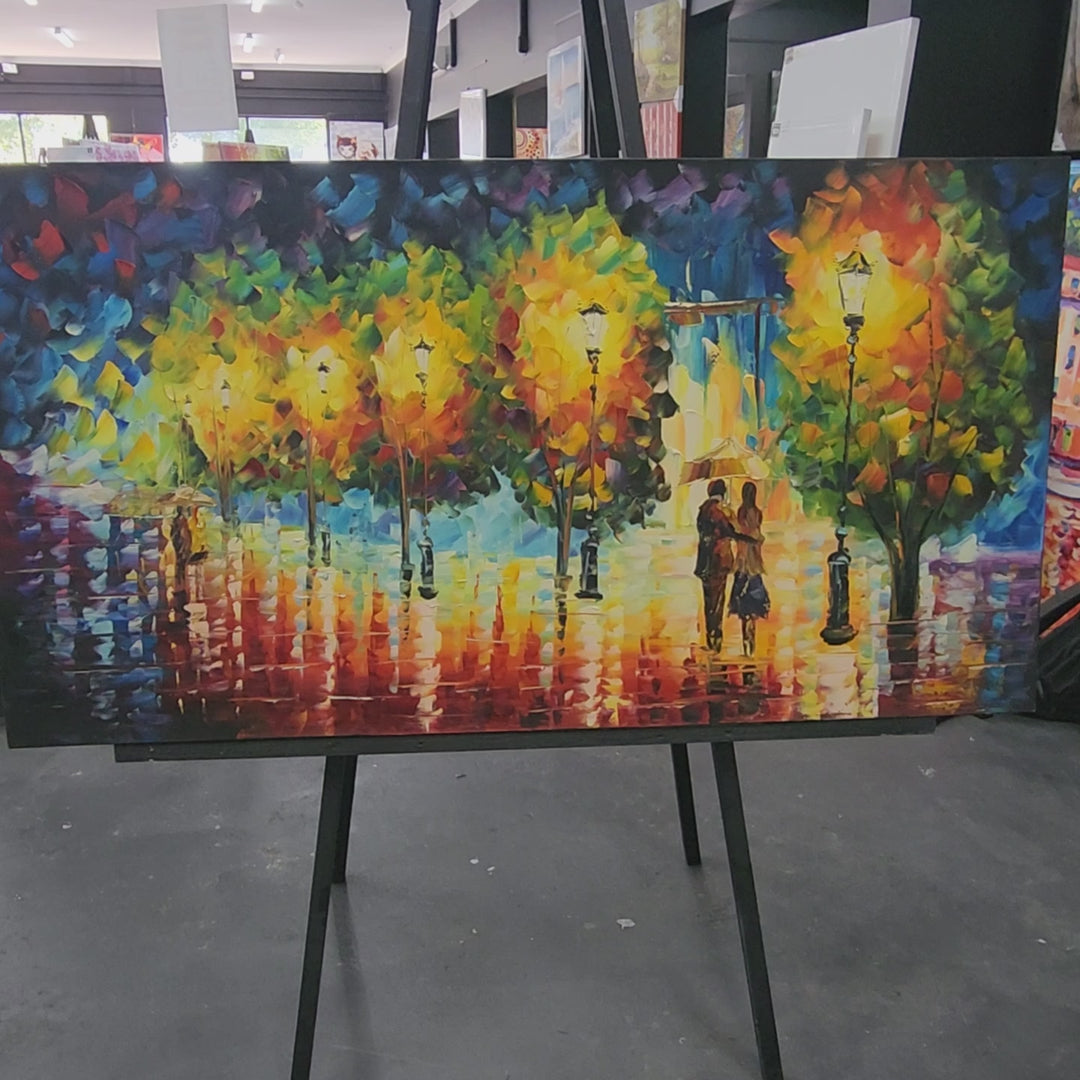 Evening Stroll: A Walk in the Glow - Hand Painted Art Size 80x150cm