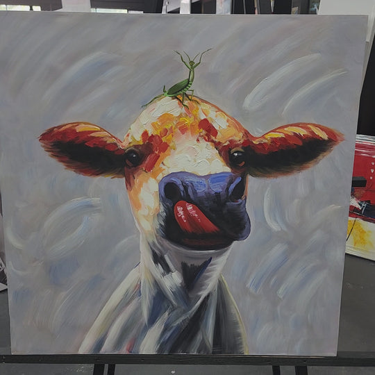 Playful Encounter - Hand Painted Art Size 90x90cm,  MTO304