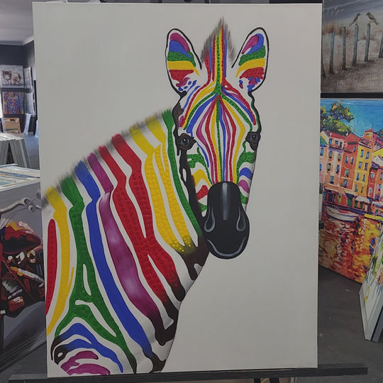 Rainbow Stripes - Hand Painted Art - 90x120cm - MTO-389