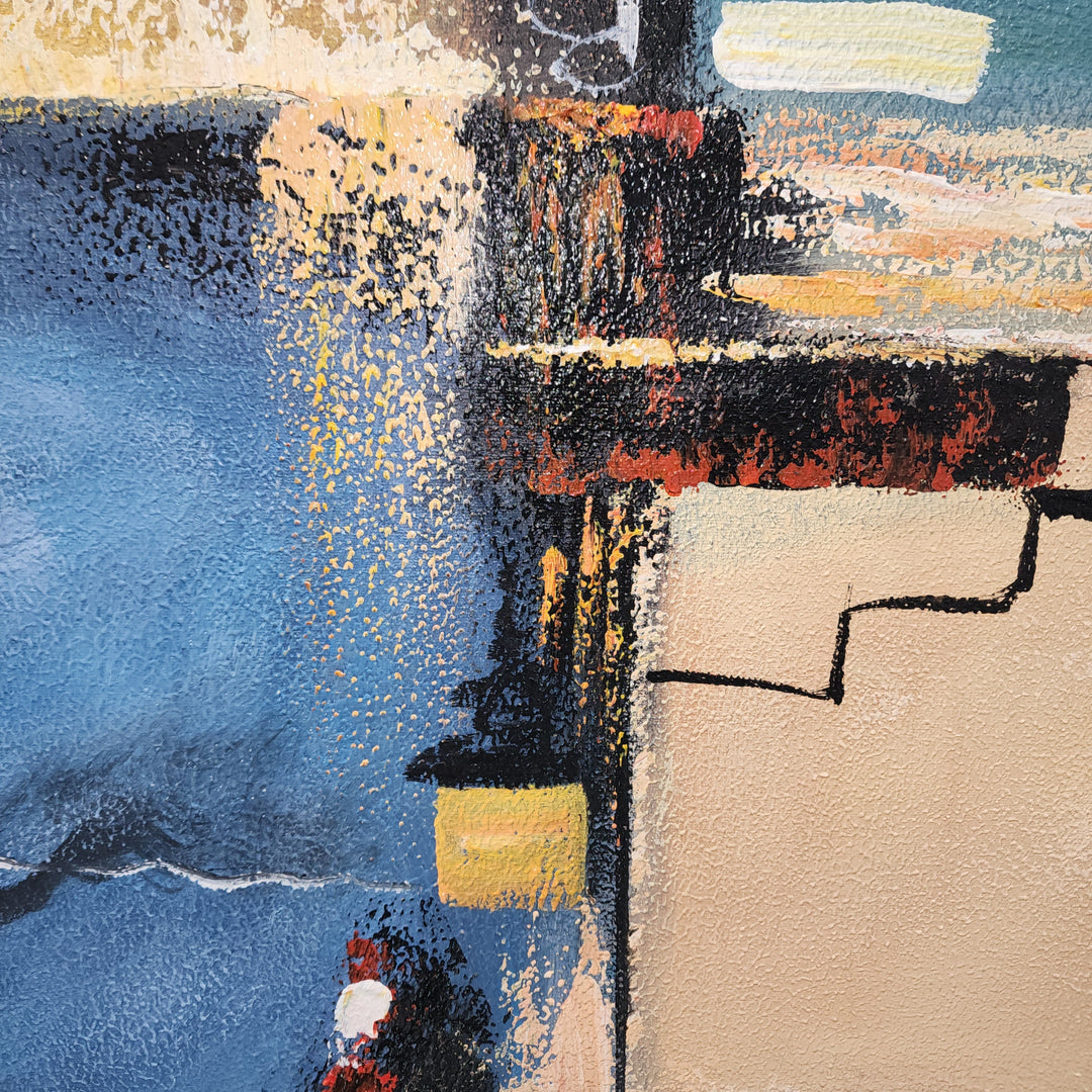 Blue And Beige Abstract - Hand Painted Art - MTO-490