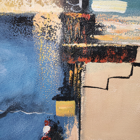 Blue And Beige Abstract - Hand Painted Art - MTO-490