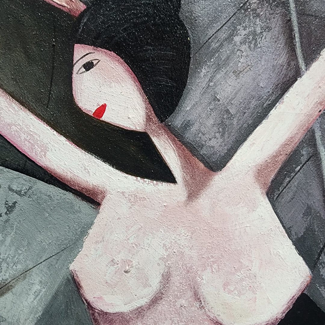 Cubic Ladies - Whimsical, Cubism Inspired Depiction of a Group of Nude Women, Size 100x120cm