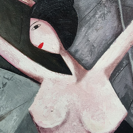 Cubic Ladies - Whimsical, Cubism Inspired Depiction of a Group of Nude Women, Size 100x120cm