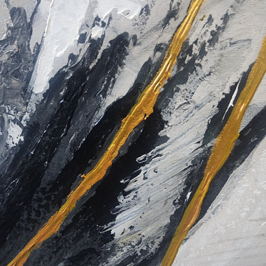 Divine Junction - Striking Modern Abstract Neutral Toned Artwork With touches of Gold, Size 100x150cm