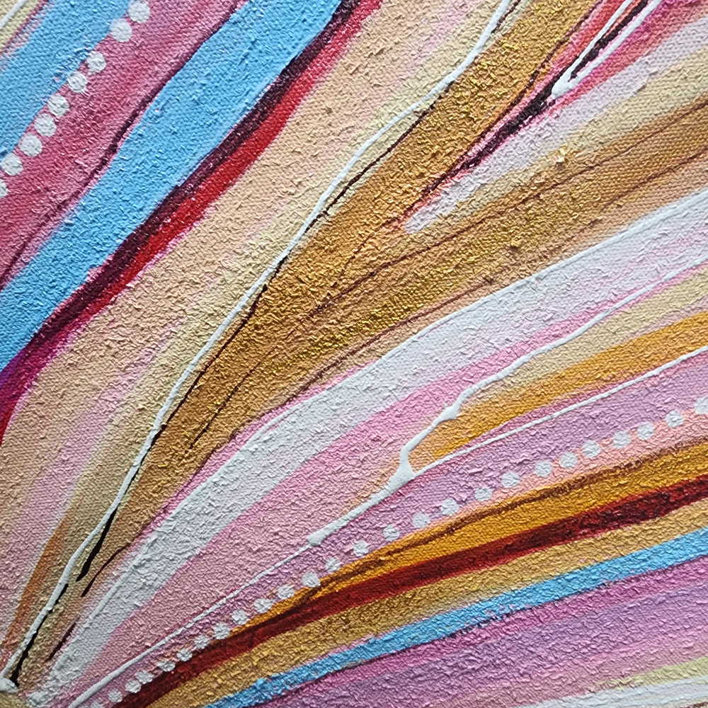 Emanating Spectacle - Stunning, Soft Toned Modern Abstract Art with Meticulous, Dot Painted Details, Size 100x120cm