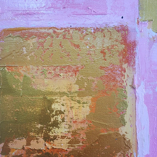 Pink and Gold - Modern Abstract Artwork Featuring Pink and Gold Tones In a Checker Board Composition, size 120x120cm