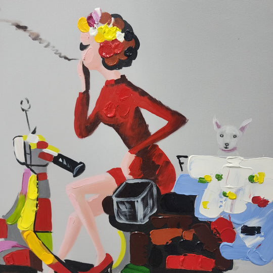 Scooter Daydream - Hand Painted Art - Size 70x70cm