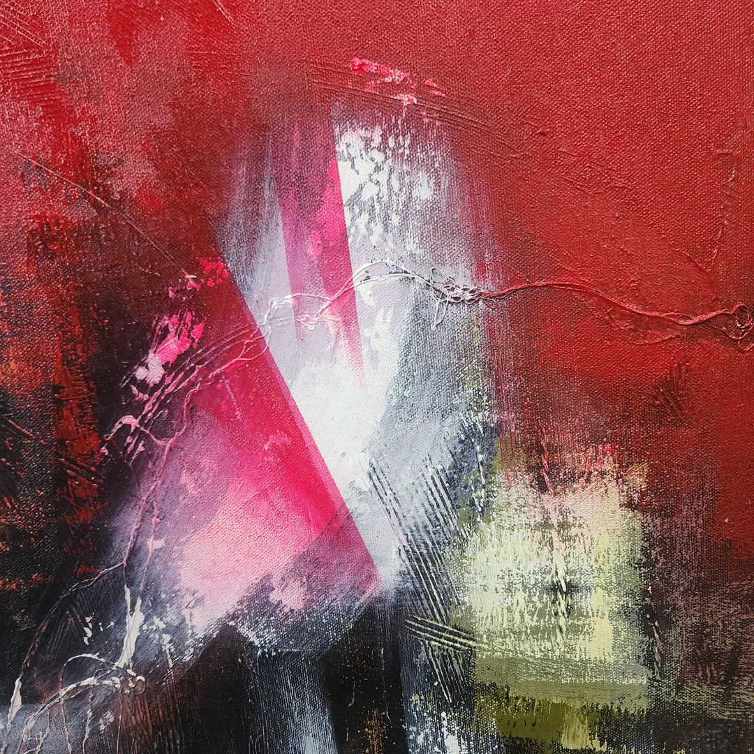 Pulse of Abstraction - Striking Modern Abstract with Feature Red Tones, Large Scale 100x200cm