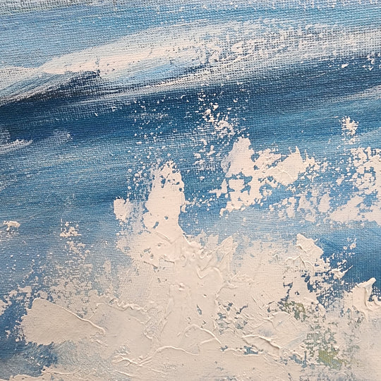 Cool Breeze - Stunning, Textural Depiction of Waves on a Beach featuring Cool, Earthy Tones, Size 80x150cm