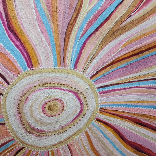 Emanating Spectacle - Stunning, Soft Toned Modern Abstract Art with Meticulous, Dot Painted Details, Size 100x120cm