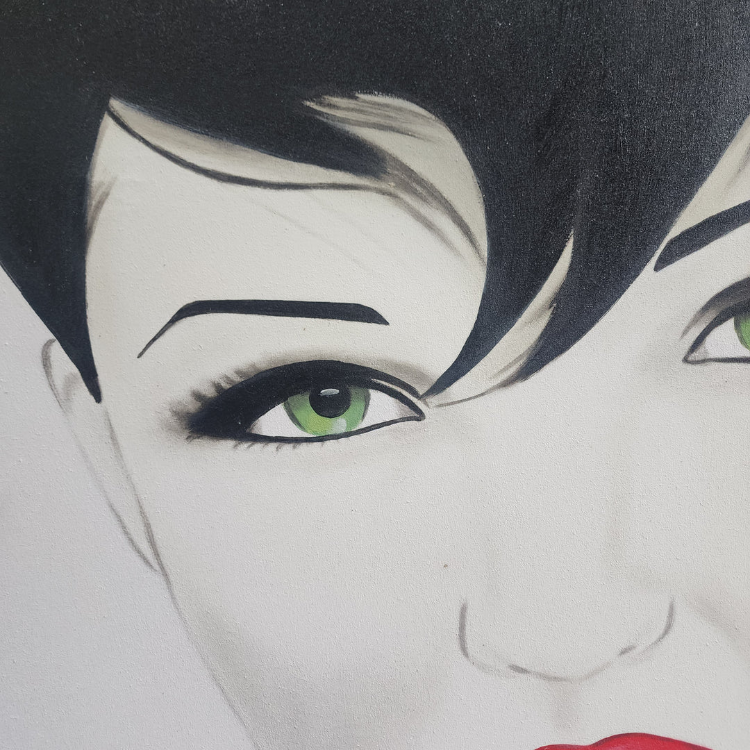 Flirty - Detailed Portrait of a Lady Biting Her Lip Suggestively, Size 100x120cm