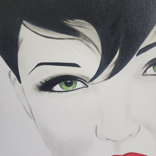 Flirty - Detailed Portrait of a Lady Biting Her Lip Suggestively, Size 100x120cm