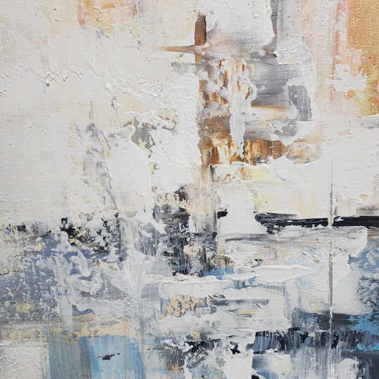 Neutrally Sublime - Gorgeous Modern Abstract with soft Yellow and Blue Tones, in Large Feature Size 120x120cm