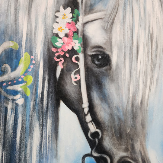 Portrait of an Equine - Gorgeous, Highly Detailed Portrait of a Beautiful Horse, Size 100x120cm