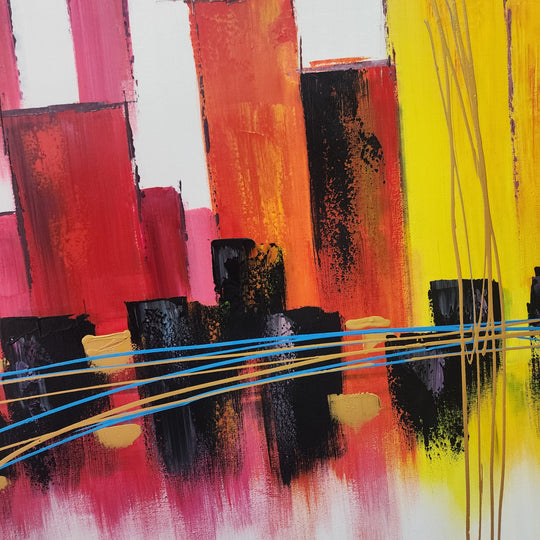 Built By Colour - Stylized Colourful Cityscape Art 100x240cm - Priceless ART:  Australia's Largest Range of Affordable ART