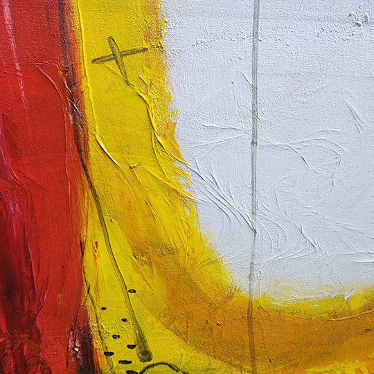 Red Emmittance  - Striking Modern Abstract Featuring Red and Yellow on a White Background, Size 100x120cm