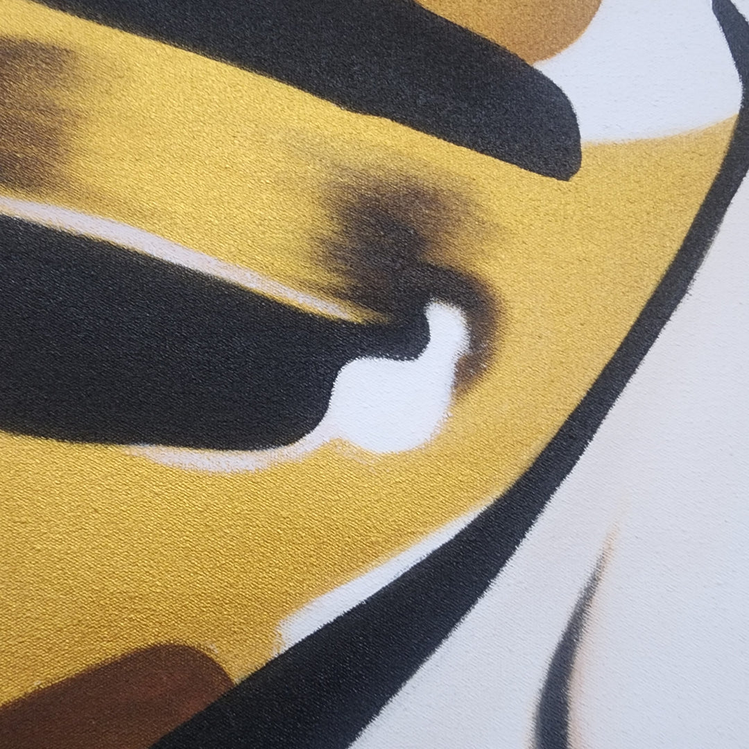 Gold Strokes - Portrait of A Beautiful Young Woman, Face Overlayed with Lines of Gold. Feature Size 90x120cm