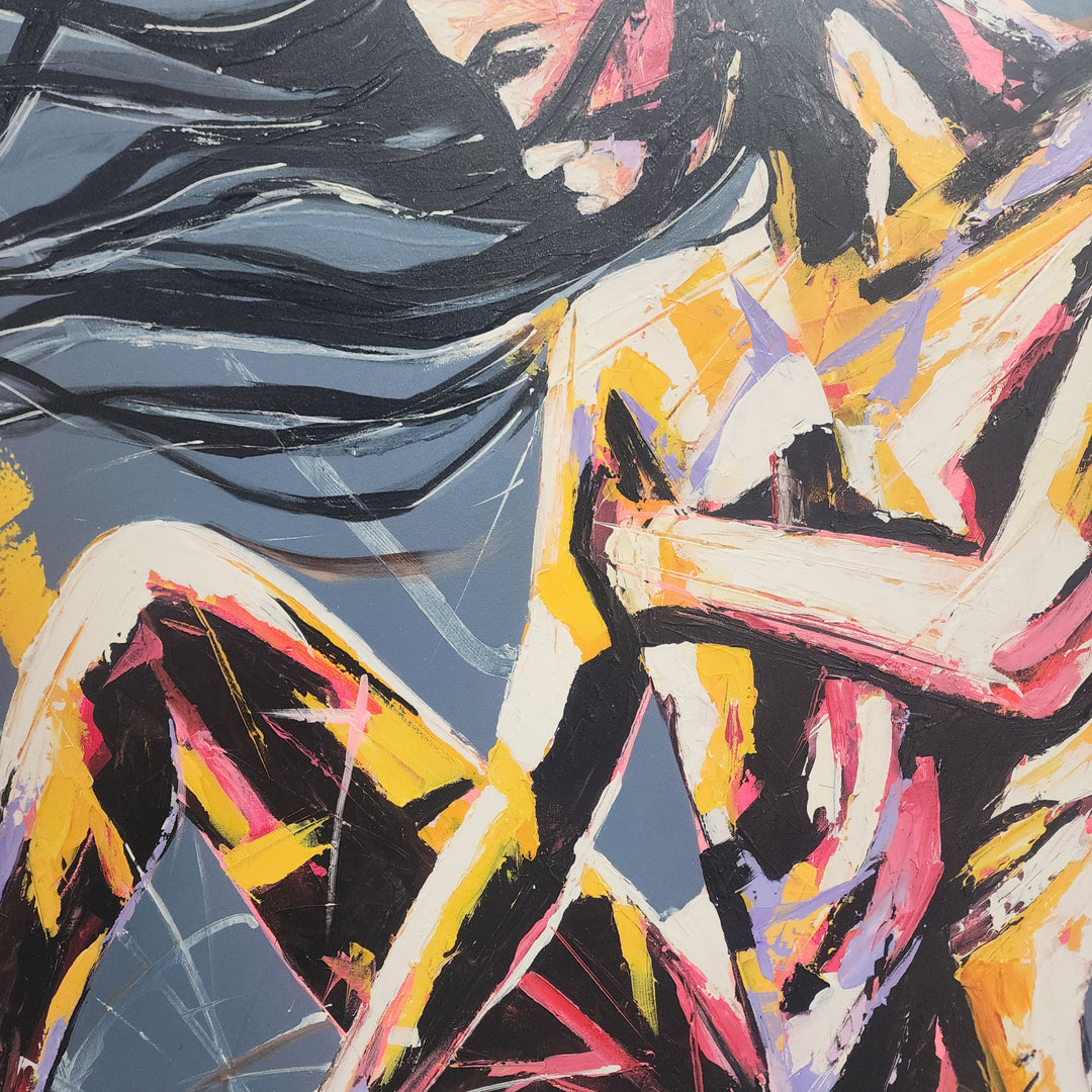 The Nude - Stunning Artwork Depicting a Female Nude Emboldened with Striking Colours, Size 120x120cm