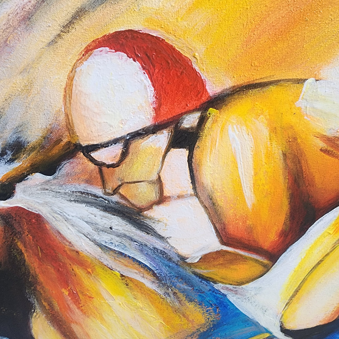 The Racehorse - Stunning hand painted Artwork featuring a Horse racing, Oak Framed.