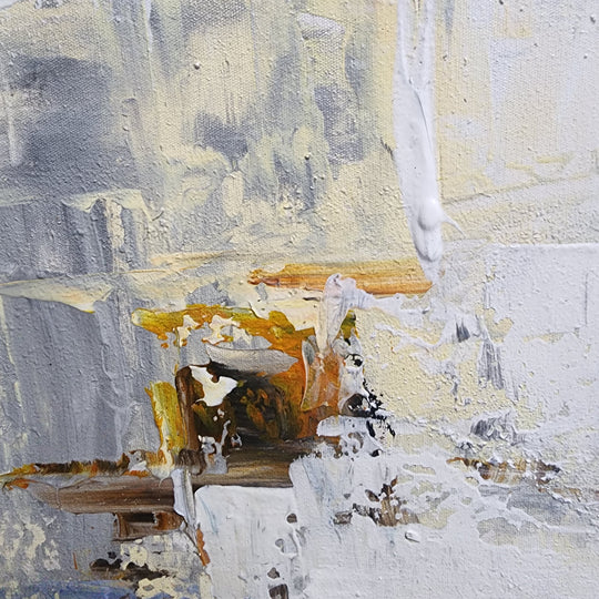 Neutrally Sublime - Gorgeous Modern Abstract with soft Yellow and Blue Tones, in Large Feature Size 120x120cm