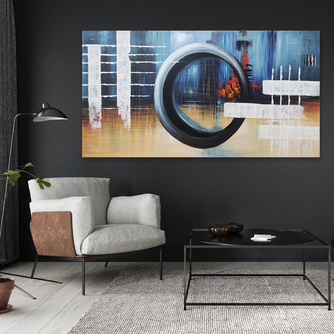 Geometric Urban Abstract - Hand Painted Artwork - 80x150cm - YA593