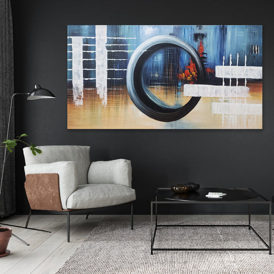 Geometric Urban Abstract - Hand Painted Artwork - 80x150cm - YA593