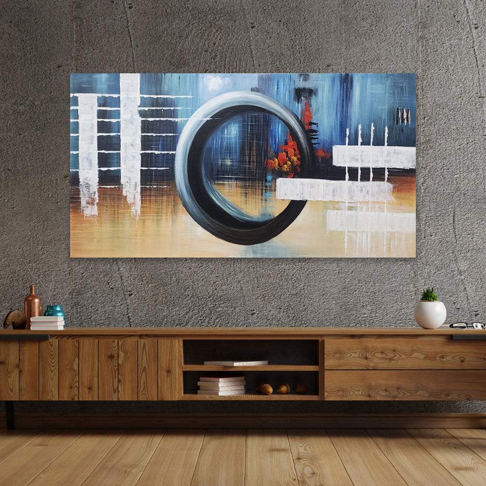 Geometric Urban Abstract - Hand Painted Artwork - 80x150cm - YA593