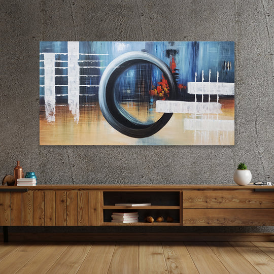 Geometric Urban Abstract - Hand Painted Artwork - 80x150cm - YA593