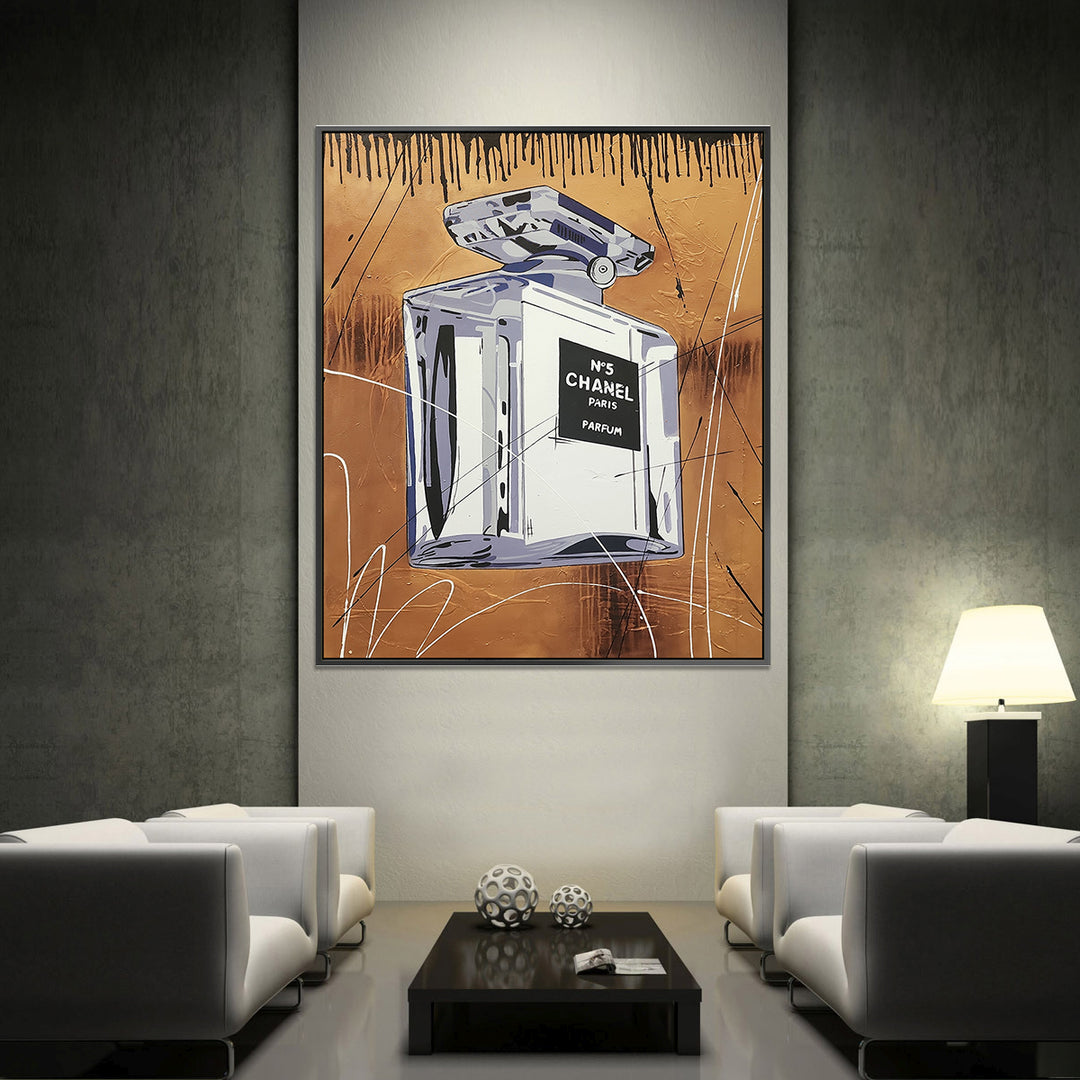 Chanel Bottle - Stylized Depiction of a Chanel Perfume Bottle, with a modern abstract flair