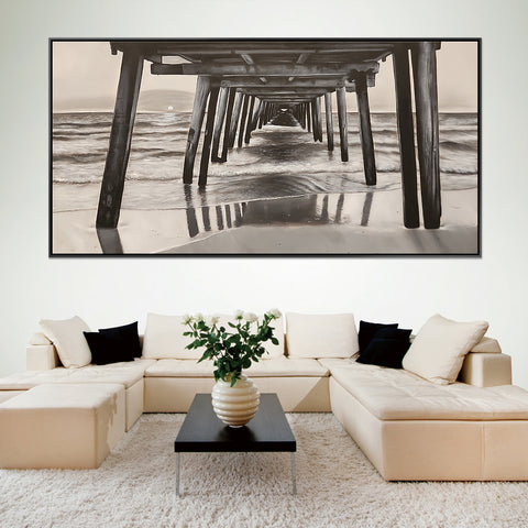 Henley Beach Jetty - Highly Detailed Oil Painting Featuring the Henley Beach Jetty, Painted in Black and White