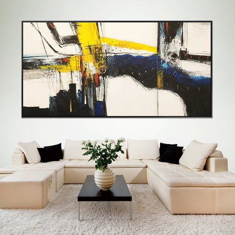 Stream into Abstract - Textural Modern Abstract Artwork in feature Size 100x200cm