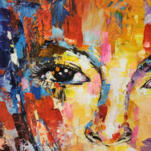 A Portrait from Memory - Stunning Colourful Stylized Portrait Oil Painting size 80x100cm