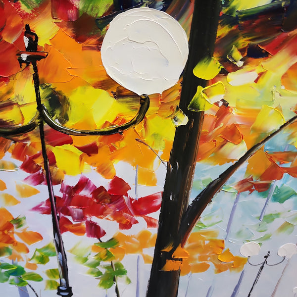 Autumn Bliss - Warm, Earthy toned Palette Knife Romantic Pathway Art 120x180cm