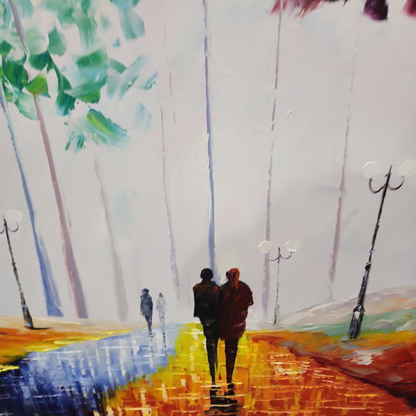 Autumn Bliss - Warm, Earthy toned Palette Knife Romantic Pathway Art 120x180cm