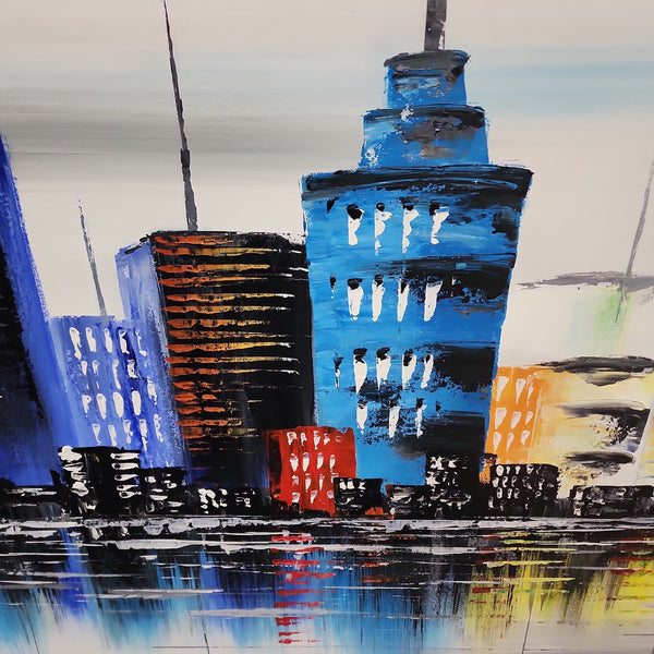 The City - Colourful, Impressionistic, Abstract Cityscape size 100x240cm